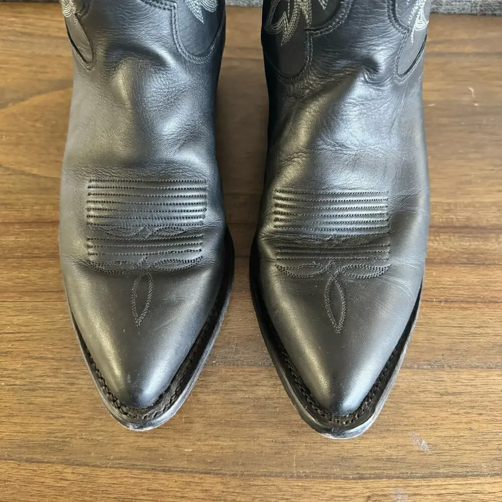 TONY LAMA MEN'S STALLION LEATHER AMERICANA WESTERN BOOTS 8.5EE Black Xtra- Wide